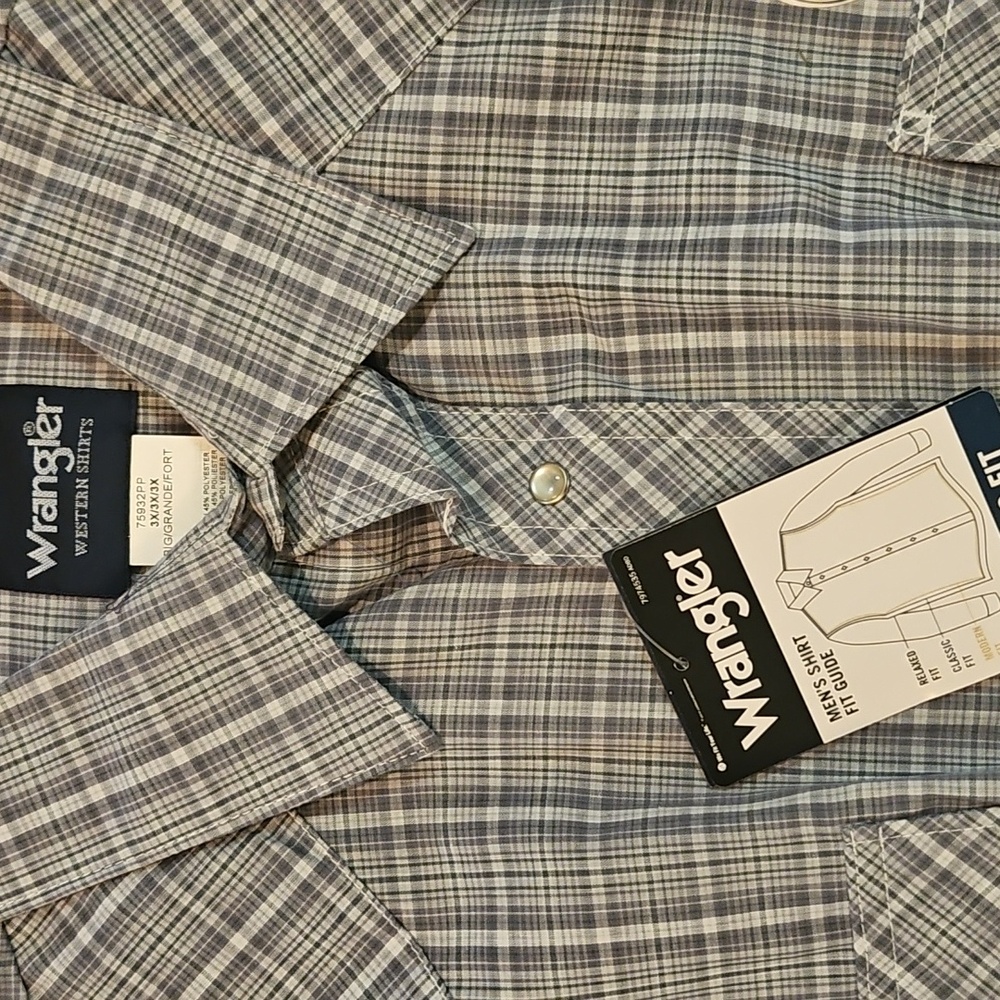 *LaST CHaNCe* WRANGLER - Men’s Pearl Snap Western Long Sleeve Shirt - 3X - NWT - Picture 2 of 4